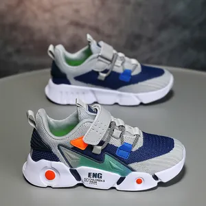 Kinder Jongens Ademende Mesh Sneakers Klittenband Hardloopschoenen Antislip Lichtgewicht MD Zool Sportschoenen Voor Kinderen Dagelijks
