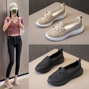Women's casual slip-on walking shoes showing comfort knit fabric in various colors