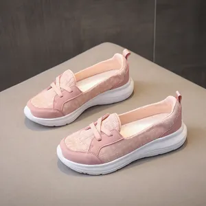 Women Casual Canvas Slip On Sneakers Breathable Mesh Thick Sole Round Toe Walking Shoes Lightweight Flat Loafers For Four Seasons