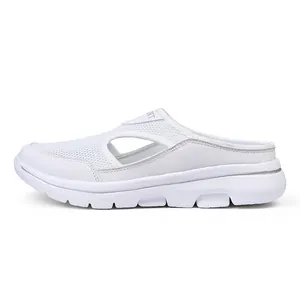 Breathable white mesh slip-on mules for men and women casual wear