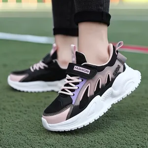 Girls Breathable Mesh Running Shoes Lightweight Sport Sneakers For Kids Students Hook And Loop Athletic Walking Shoes