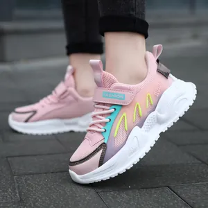 Pink breathable mesh running sneakers for girls with lightweight cushioning sole