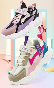 Atmungsaktive Mesh-Laufschuhe für Mädchen in Pink und Lila für Frühling Herbst