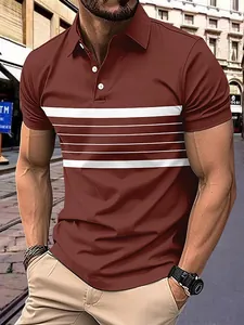 Herren Poloshirt in Ziegelrot mit weißen Streifen auf der Brust für lässige Sommermode