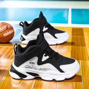 Chaussures de Basket Enfants Garçons High Top Imperméable Cuir Synthétique Baskets Respirant Chaussures de Sport Enfants