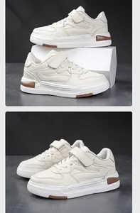 Chaussures de sport beige pour enfants avec velcro, style printemps 2024 garçons/filles.