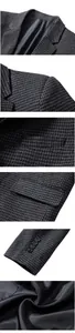 Vue détaillée d'un blazer mode pour homme à motif pied-de-poule montrant col et poches.
