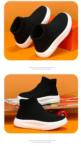 Baskets montantes chaussettes pour enfants en tricot respirant avec design facile à enfiler