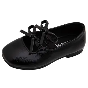 Schwarze Lackleder Mary Jane Schuhe für Mädchen mit Schleife und Prinzessin-Design