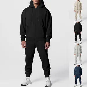 Survêtement homme en polaire à capuche de couleur unie noir et autres couleurs