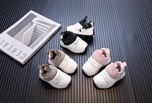 Multi-color toddler sports shoes with waterproof leather and hook-and-loop straps