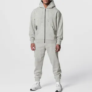 Ensemble de survêtement gris pour homme en polaire avec capuche pour l'automne