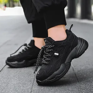 Zapatillas deportivas transpirables de malla negra para niños con cordones rápidos