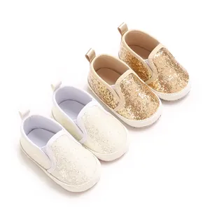 Infant Toddler First Walker Shoes Sparkling Glitter PU Leather Soft Sole Slip On Newborn Walking Shoes Casual 0-1 Year Old