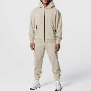 Ensemble de survêtement à capuche en polaire pour homme en beige sable très confortable
