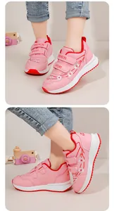 Scarpe da corsa rosa per bambine con ricamo floreale e chiusure a strappo regolabili
