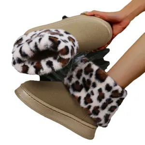 Bottes de neige à plateforme avec imprimé léopard et doublure en peluche