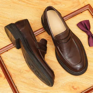Vintage Handmade Horse Leather Loafers Men British Style Business Casual Penny Shoes Goodyear Welted Sole Office Wedding Footwear