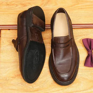 Handmade retro horsehide leather loafers for men with durable Goodyear welted soles