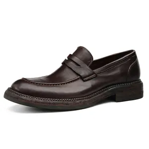Handcrafted vintage dark brown horse leather loafers with a durable Goodyear welt sole