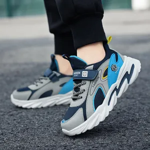 Hochwertige atmungsaktive Mesh-Sneaker für Jungen für Sport und Laufen in Blau Grau