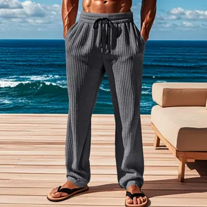 Pantalones casuales holgados y cómodos con rayas verticales para hombre en color gris