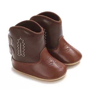 Stivali da Cowboy per Neonati Suola Morbida Scarpe Primi Passi in Pelle Sintetica Antiscivolo Stivaletti per Bambini e Bambine Autunno