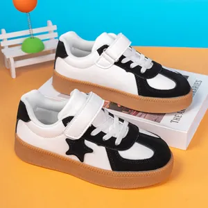 Kids Fashion Sneakers Synthetic Leather Star Patch Board Shoes Casual School Shoes For Boys Girls Low Top Sneakers