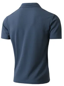Detailed back view of men's textured polo shirt showing premium waffle knit fabric.