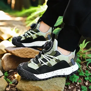 Zapatillas Deportivas para Niños al Aire Libre Parte Superior de Malla Transpirable Con Sistema de Hebilla Giratoria Zapatos de Papá de Moda Antideslizantes para Niños 6-12 Años