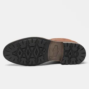 Close-up macro view of the durable non-slip rubber outsole for men's business dress shoes