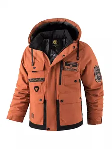 Herren Outdoor Verdickt Winter Wattierte Jacke Wasserdicht Winddicht Puffer Mantel Mit Abnehmbarer Kapuze Multi-Tasche Warm Lässig Top