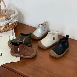 Kids Martin Boots Microfiber Leather Soft Sole Toddler Short Boots Side Zipper British Style Casual Boys Girls Footwear