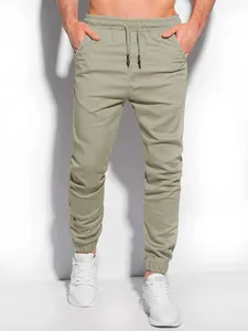 Stylische olivgrüne Jogginghose für Herren mit Kordelzug und elastischen Bündchen