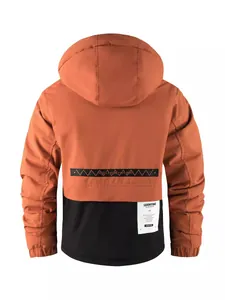 Herren verdickte Winterjacke Outdoor Kapuzenparka in Branntorange und Schwarz