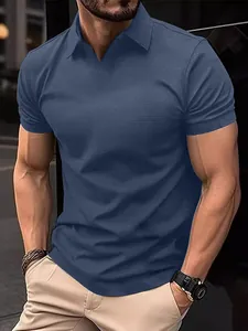 Men Polyamide Textured Polo Shirt Short Sleeve Waffle Knit Lapel Sporty Slim Fit Summer Casual Athletic Fitness Top