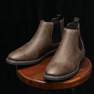 Stivali Chelsea Uomo Retrò Stile Britannico Casual Formali Scarpe Alte Pelle Sintetica Suola in Gomma Antiscivolo Tronchetti