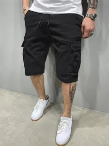 Pantaloncini Cargo da Uomo in Cotone Casual con Tasche Multiple Coulisse in Vita Estivi All'aperto Gamba Dritta