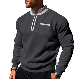 Herren-Sweatshirt mit halbem Reißverschluss und Kontrasttasche