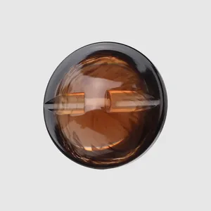 High-end amber resin decorative button with black rim for luxury coats and jackets
