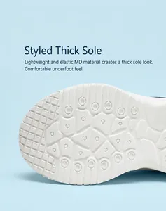 Detalle de suela gruesa blanca de MD para zapatillas infantiles con textura antideslizante.
