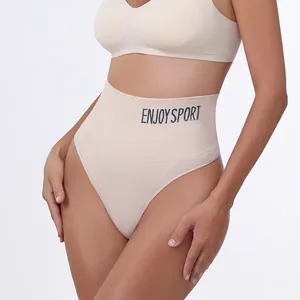 Seamless high waist sport thong with tummy control and ENJOY SPORT lettering