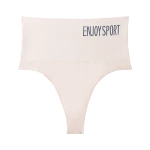 Breathable high-waisted seamless sports thong for women with ENJOY SPORT letter print
