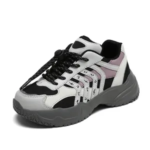 Ademende mesh chunky sneakers voor kinderen met dikke zool en muzieknootdetails