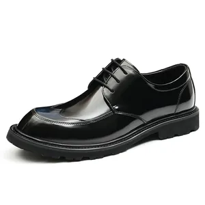 Zapatos de vestir de cuero negro pulido para hombre con estilo británico
