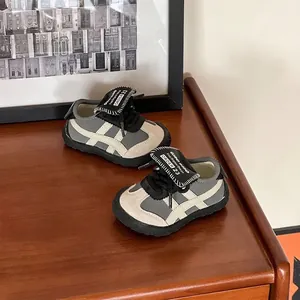 Zapatos para Caminar de Cuero de Microfibra para Niños Pequeños Sneakers Vintage Estilo German Trainer Suela Blanda Casual Skate