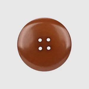 High-quality brown resin 4-hole decorative button for elegant coats and garments