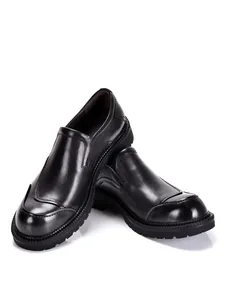 Mocasines para hombre de cuero negro de primera calidad con suelas gruesas y costuras