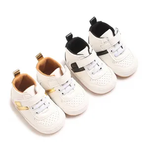 Baby Toddler Shoes 0-1 Year Old Casual High Top Soft Sole First Walker Shoes Synthetic Leather Non-Slip Sneakers