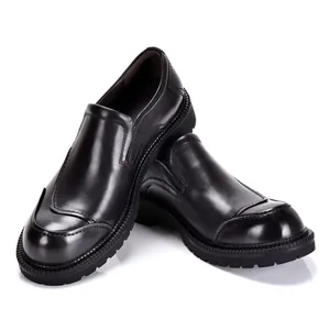 Mocasines de cuero negro premium para hombre, estilo casual de negocios con suela gruesa de goma